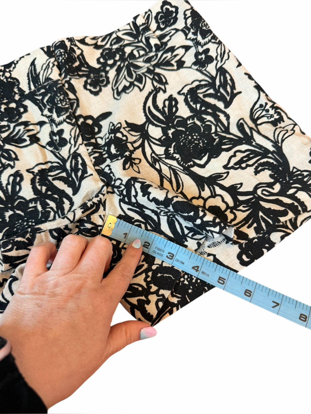 Ann Taylor Loft Cream Black Floral Linen Blend Chino Shorts Women’s Sz 2 - Picture 9 of 11
